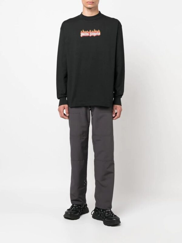 Palm Angels burning logo-print long-sleeve T-shirt - Image 2