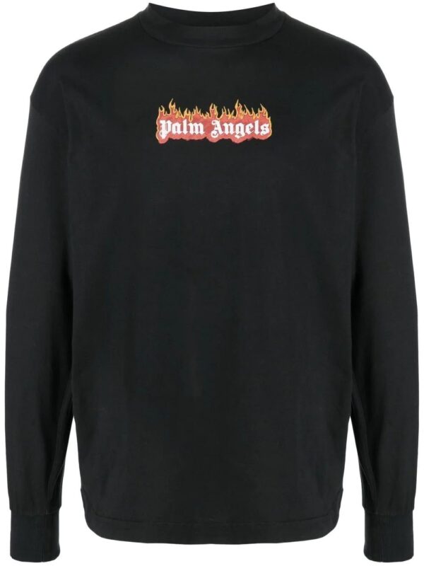 Palm Angels burning logo-print long-sleeve T-shirt