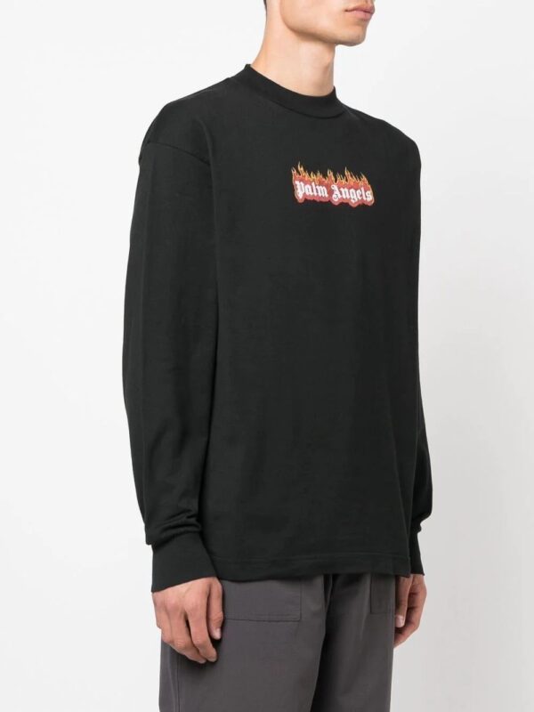Palm Angels burning logo-print long-sleeve T-shirt - Image 3