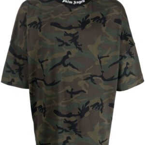 Palm Angels logo-band camouflage-print T-shirt