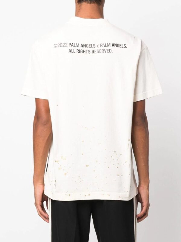 Palm Angels  splatter-effect logo-print T-shirt - Image 4