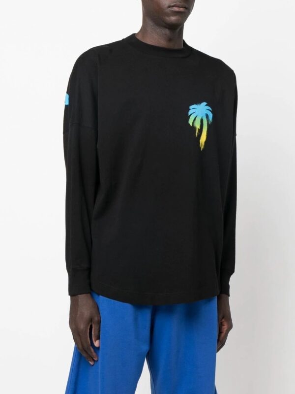 Palm Angels graffiti logo-print long-sleeved T-shirt - Image 4
