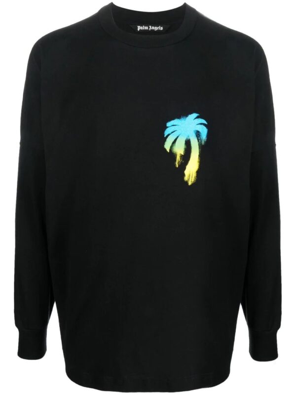 Palm Angels graffiti logo-print long-sleeved T-shirt