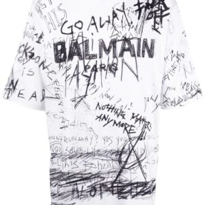 Balmain  graffiti-print cotton T-shirt