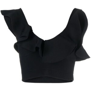 Alexander McQueen gathered-neckline cropped top