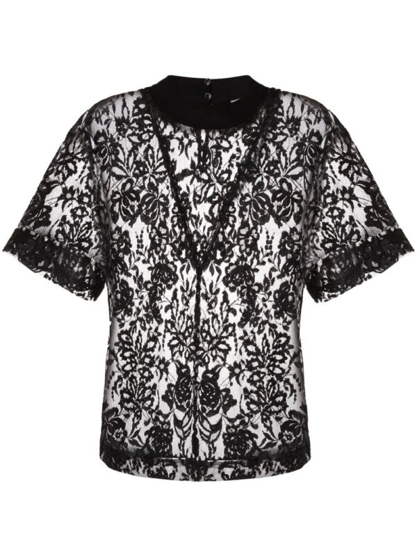 Alexander McQueen  floral-lace short-sleeve top