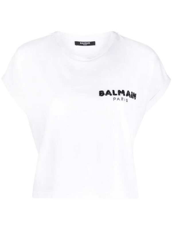 Balmain  sequin logo round neck T-shirt