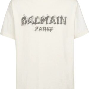 Balmain distressed logo-print cotton T-shirt