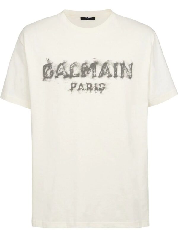 Balmain distressed logo-print cotton T-shirt