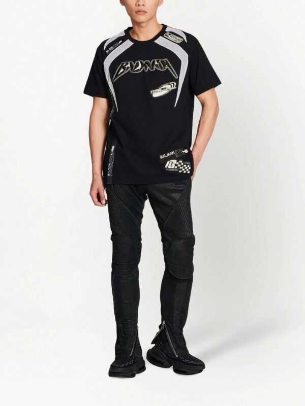 Balmain  logo-appliqué mesh T-shirt - Image 3