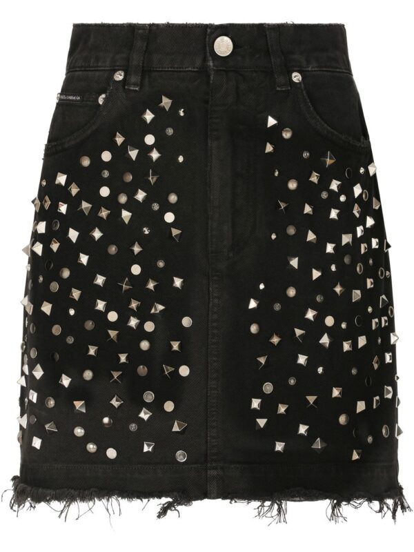Dolce & Gabbana  stud-embellished denim mini skirt