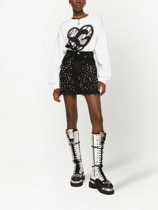 Dolce & Gabbana  stud-embellished denim mini skirt - Image 3