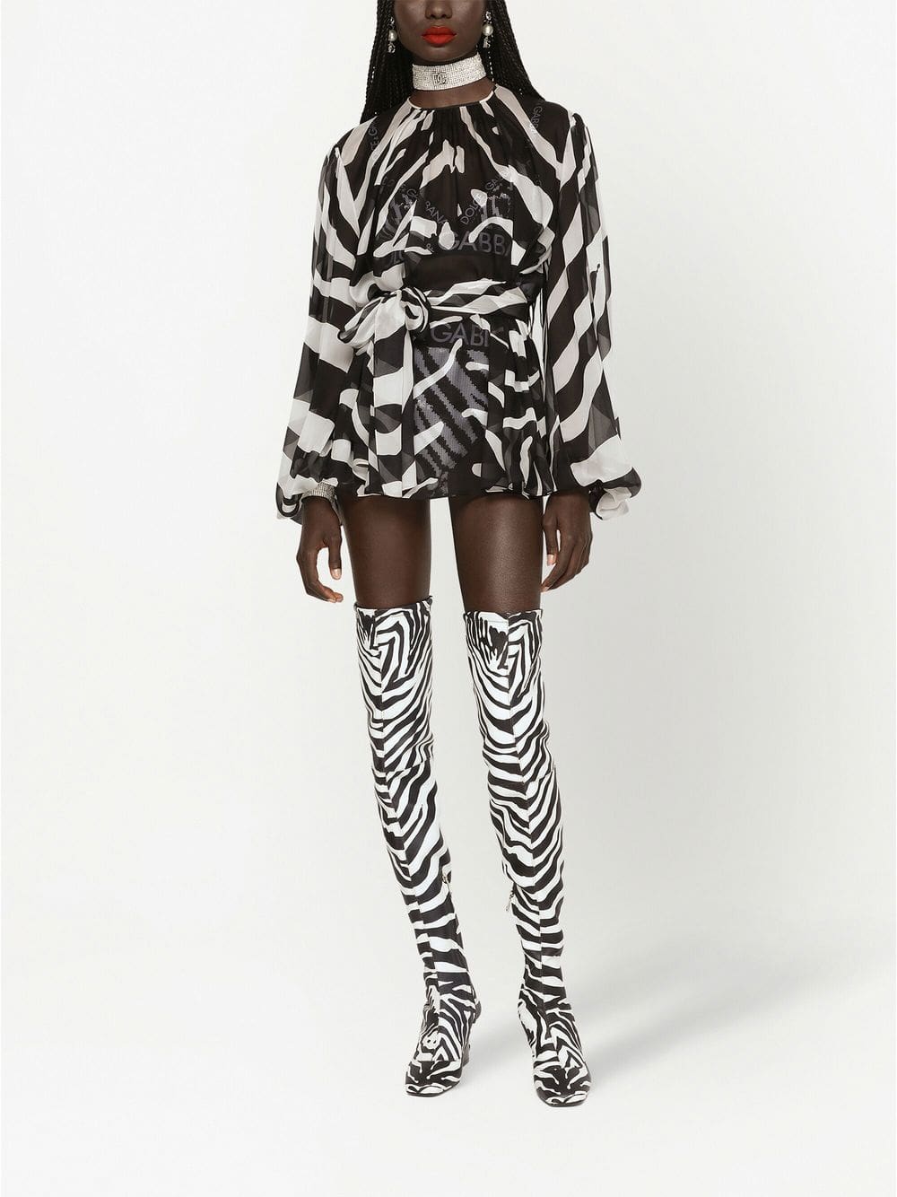 Dolce & Gabbana zebra-print chiffon blouse - Image 3