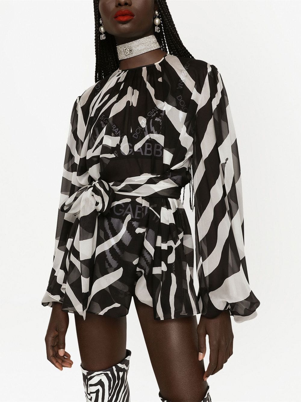 Dolce & Gabbana zebra-print chiffon blouse - Image 5
