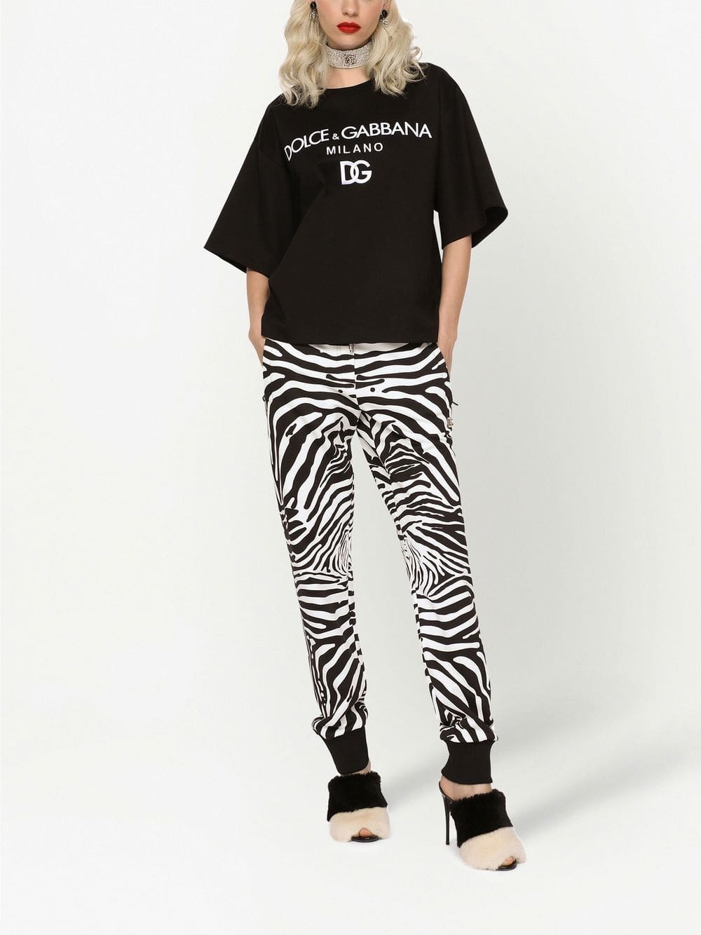 Dolce & Gabbana flocked-logo cotton T-shirt - Image 3