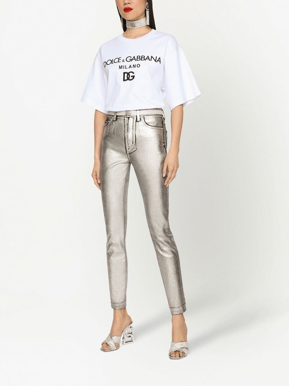 Dolce & Gabbana flocked-logo cotton T-shirt - Image 3