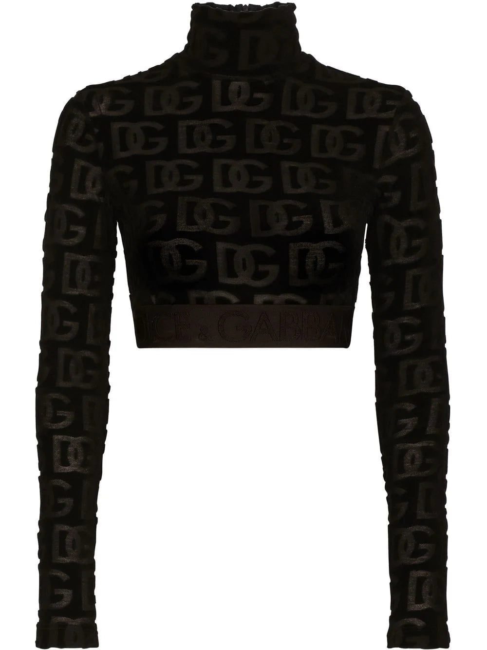 Dolce & Gabbana logo-print roll-neck crop top