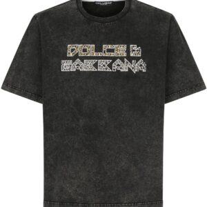 Dolce & Gabbana stud-embellished washed cotton T-shirt