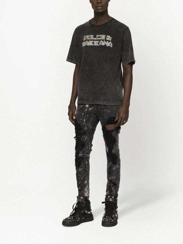 Dolce & Gabbana  stud-embellished washed cotton T-shirt - Image 3