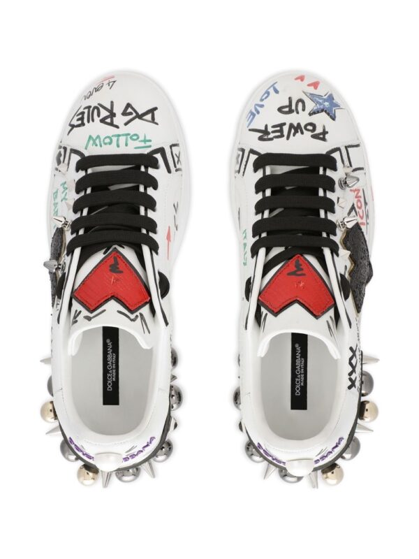 Dolce & Gabbana Portofino patch-detail leather sneakers - Image 4