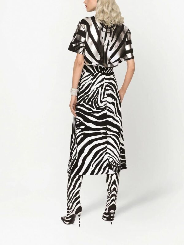 Dolce & Gabbana  Cady zebra print midi skirt - Image 4
