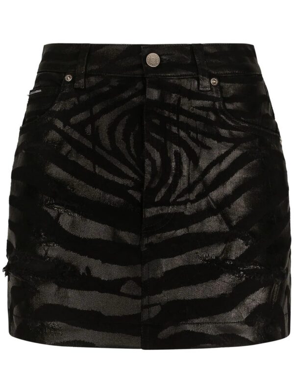 Dolce & Gabbana  zebra-effect denim mini skirt