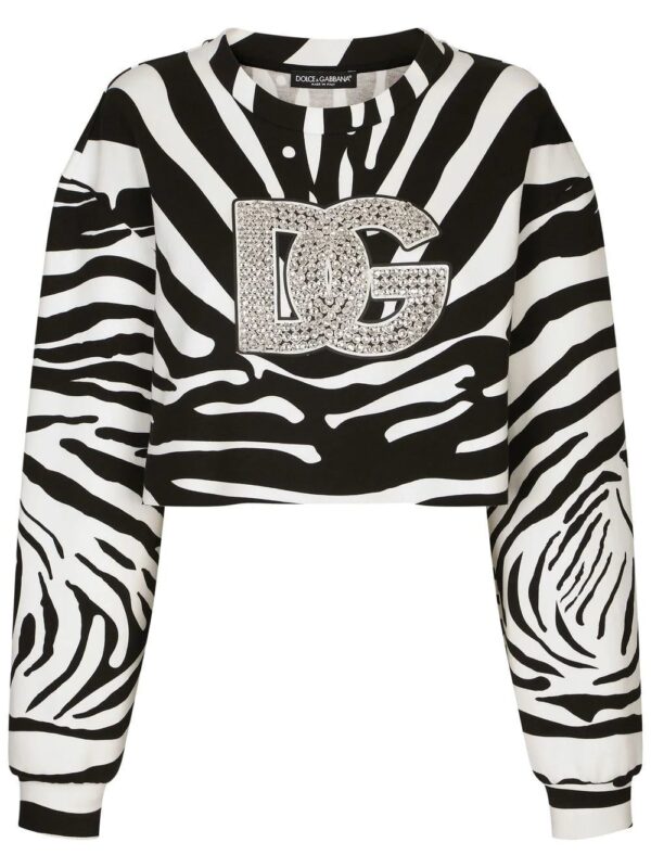 Dolce & Gabbana  crystal-logo zebra print sweatshirt
