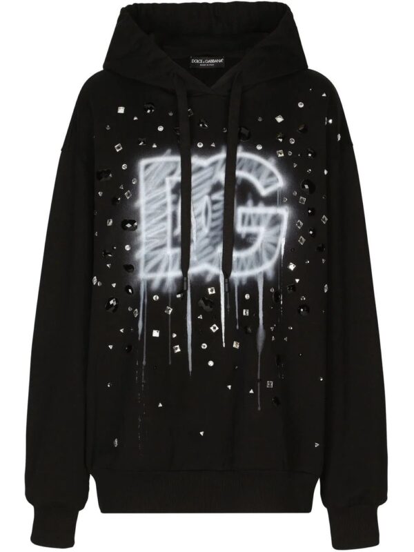 Dolce & Gabbana  logo-print crystal-embellished hoodie