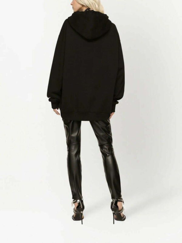 Dolce & Gabbana  logo-print crystal-embellished hoodie - Image 4