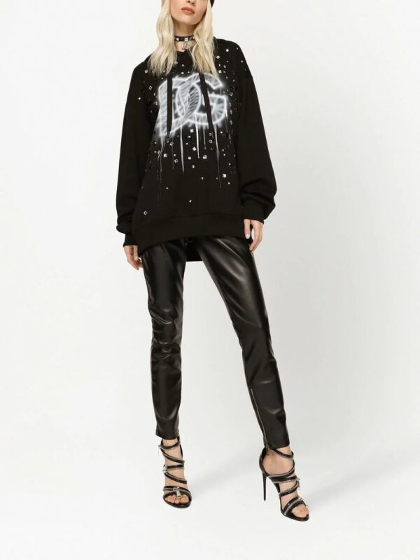 Dolce & Gabbana  logo-print crystal-embellished hoodie - Image 2