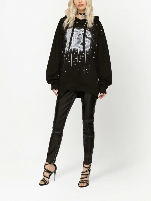 Dolce & Gabbana  logo-print crystal-embellished hoodie - Image 3