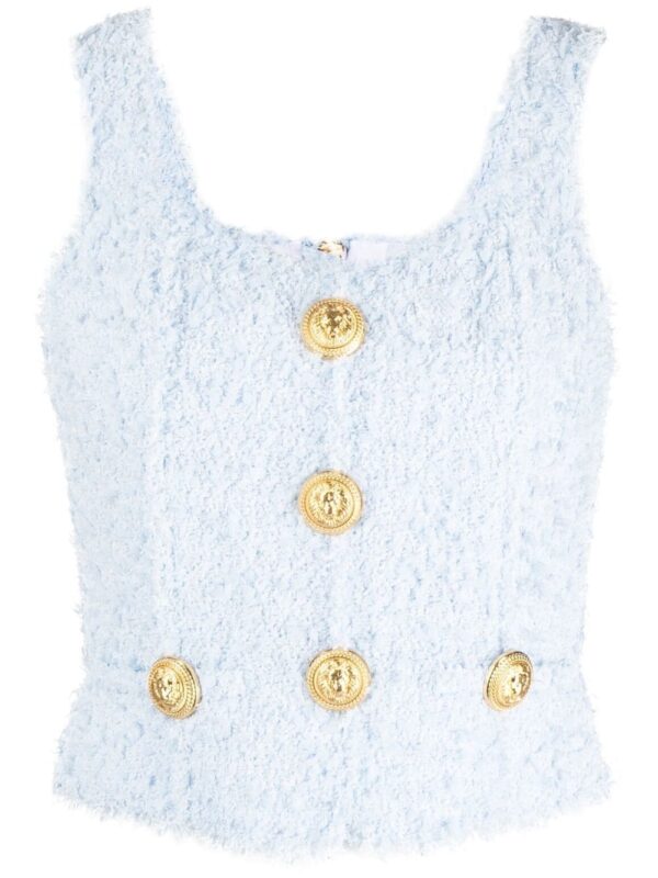 Balmain tweed button-detail top