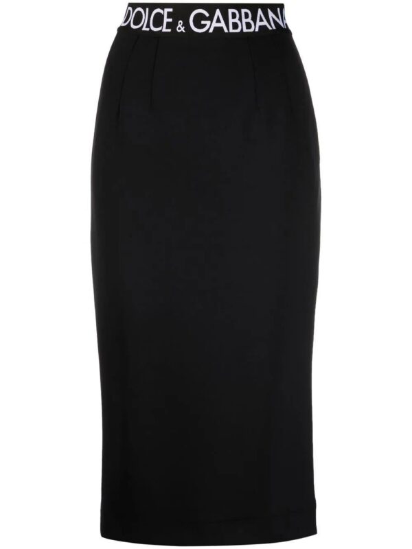 Dolce & Gabbana  logo-waistband midi skirt