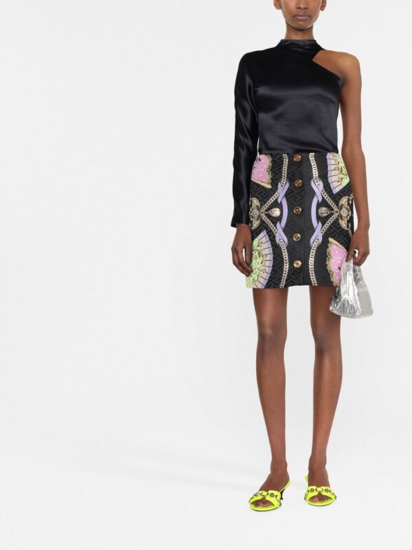 Versace  graphic-print Medusa Head button skirt - Image 2