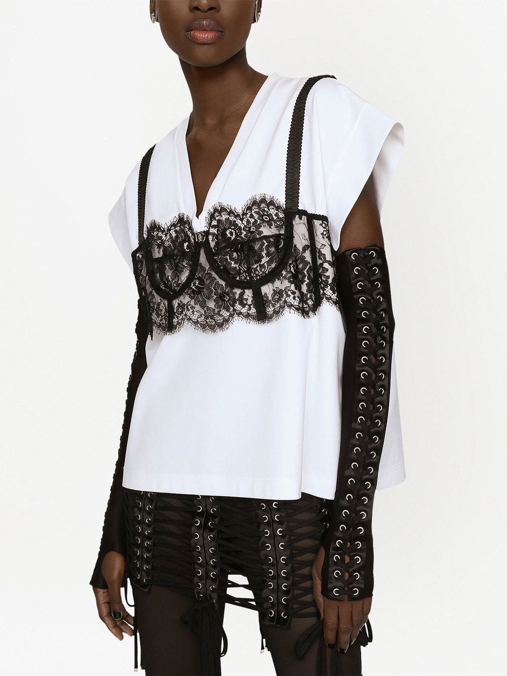 Dolce & Gabbana lace-detail bustier T-shirt - Image 5