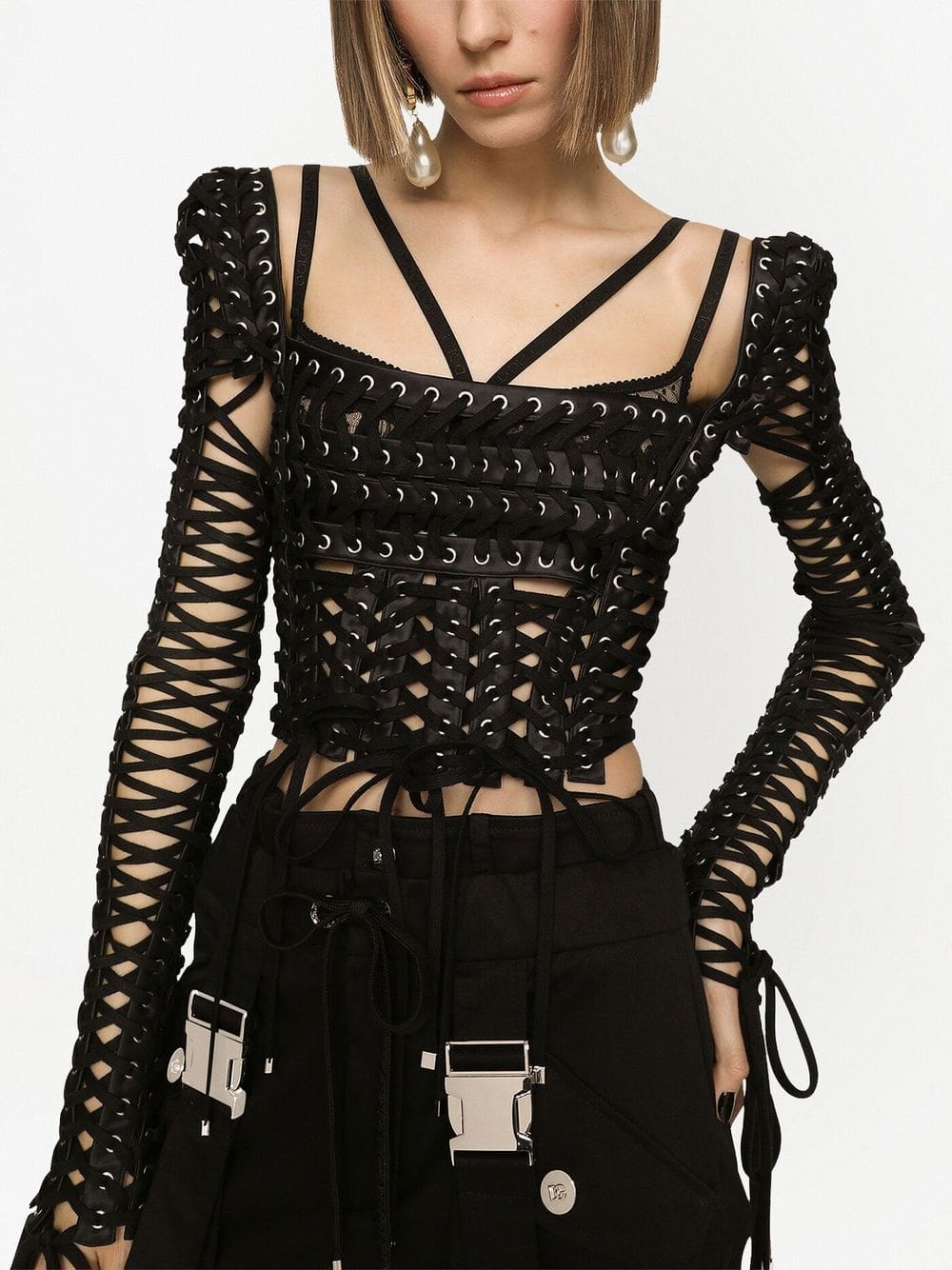 Dolce & Gabbana lace-up detailed bustier blouse - Image 5