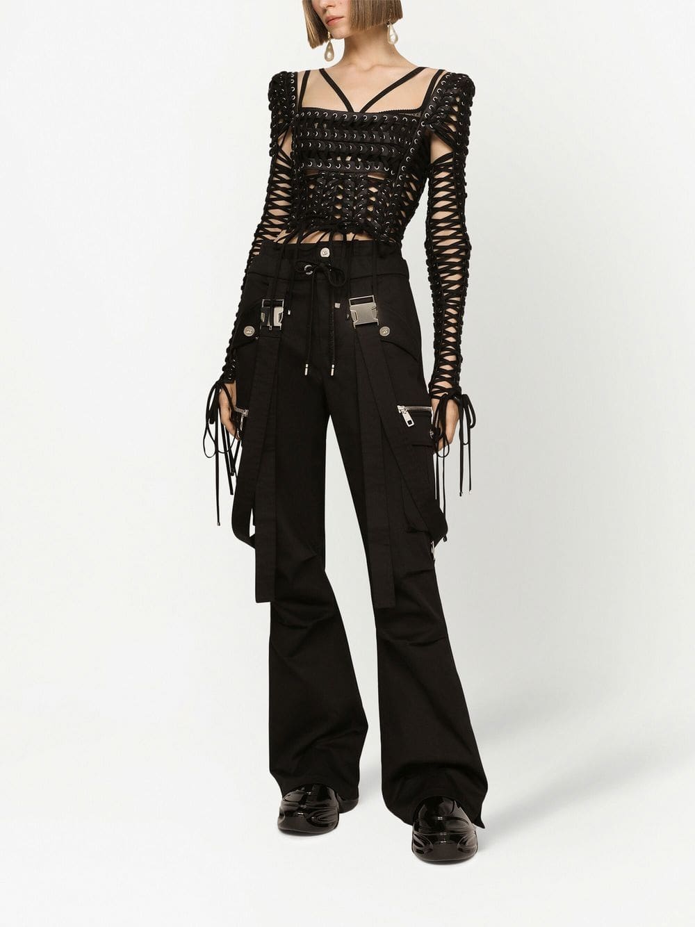 Dolce & Gabbana lace-up detailed bustier blouse - Image 3