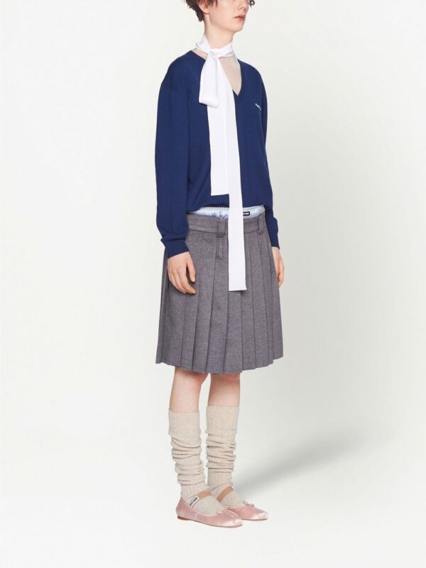 Miu Miu  pleated wool-velour skirt - Image 3