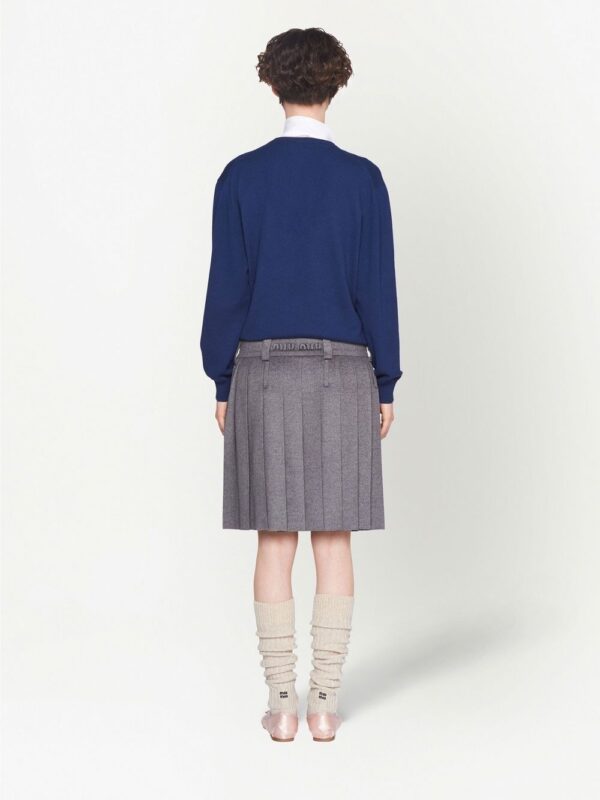 Miu Miu  pleated wool-velour skirt - Image 4