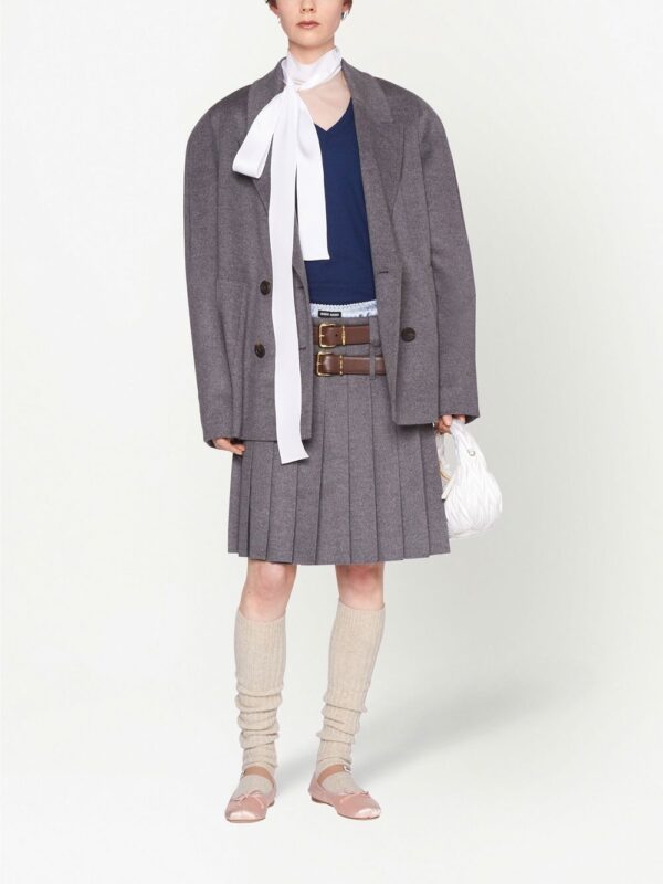 Miu Miu  pleated wool-velour skirt - Image 2