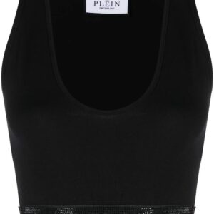 Philipp Plein crystal-embellished logo-band tank top