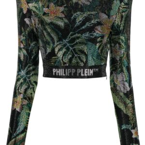 Philipp Plein crystal-embellished long-sleeved top