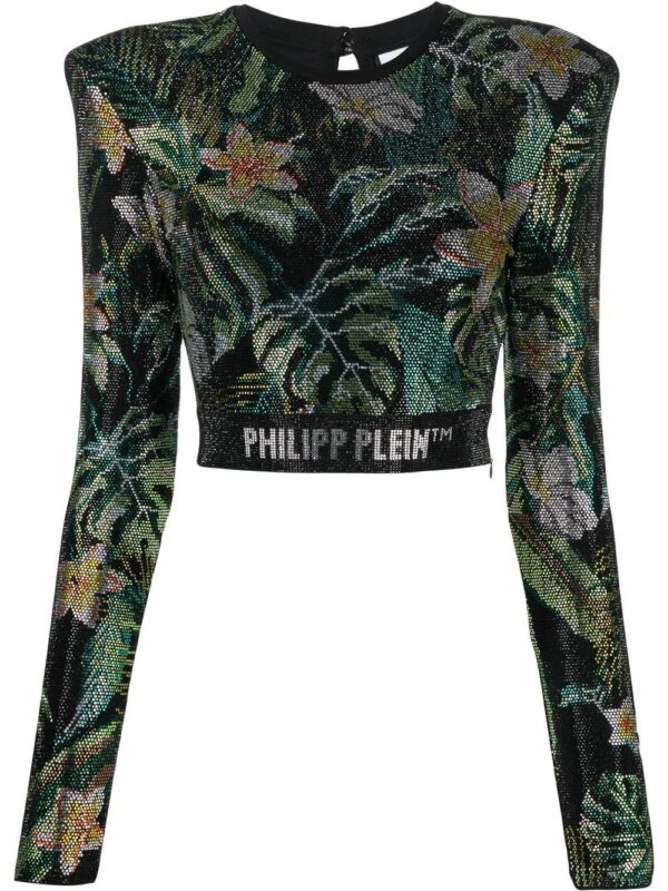 Philipp Plein  crystal-embellished long-sleeved top