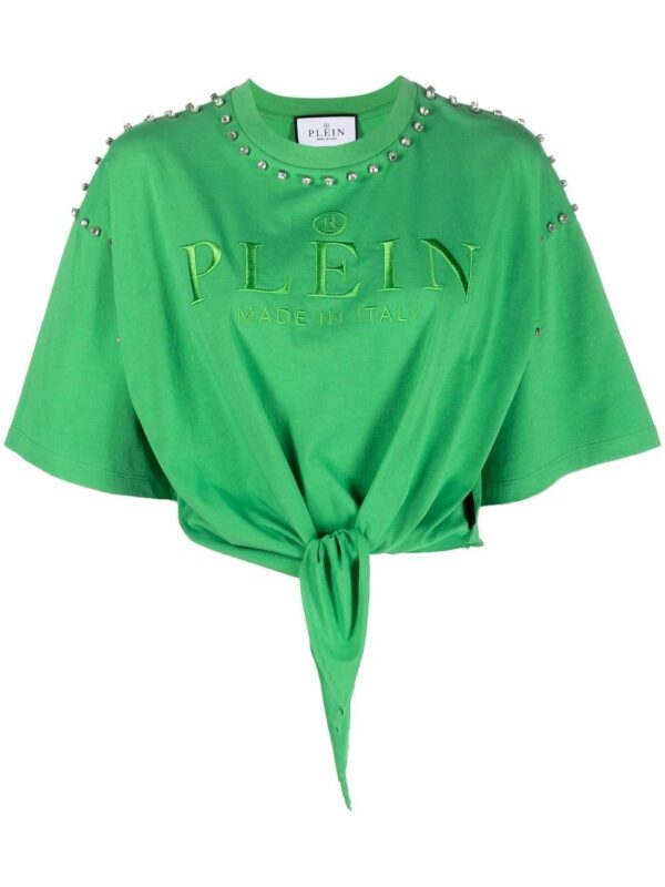 Philipp Plein  diamanté-embellished tie-front T-shirt