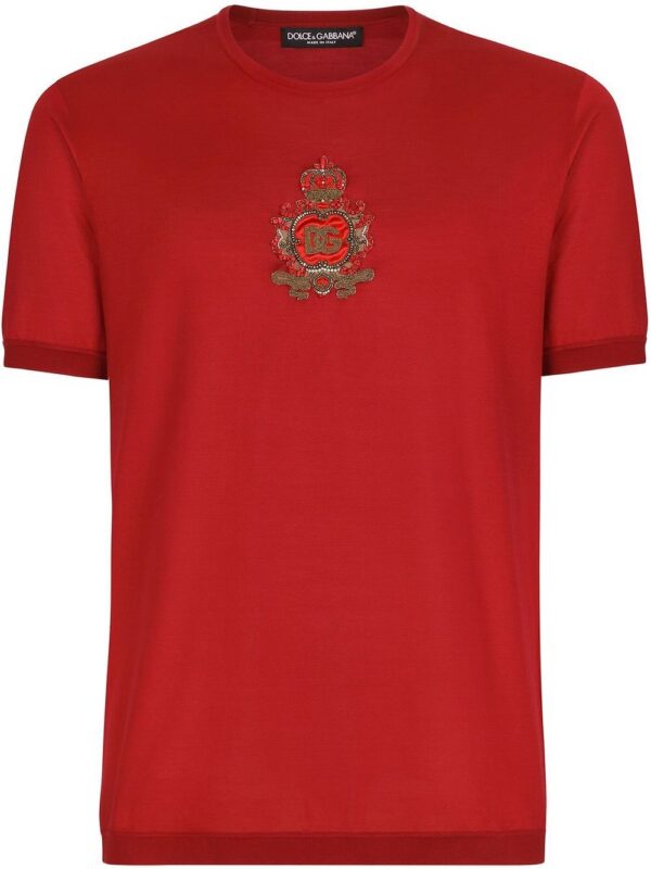 Dolce & Gabbana  logo embroidered silk T-shirt