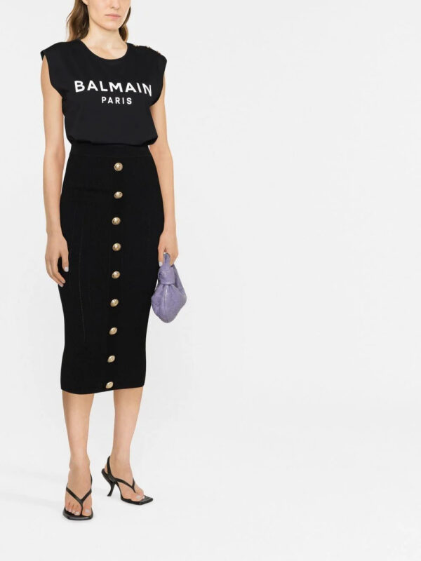 Balmain  button-detail logo-print tank top - Image 2