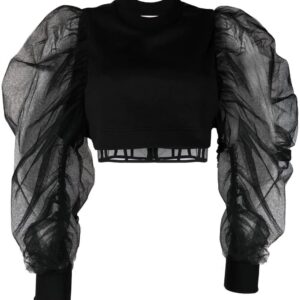 Alexander McQueen puff-sleeve crew-neck blouse