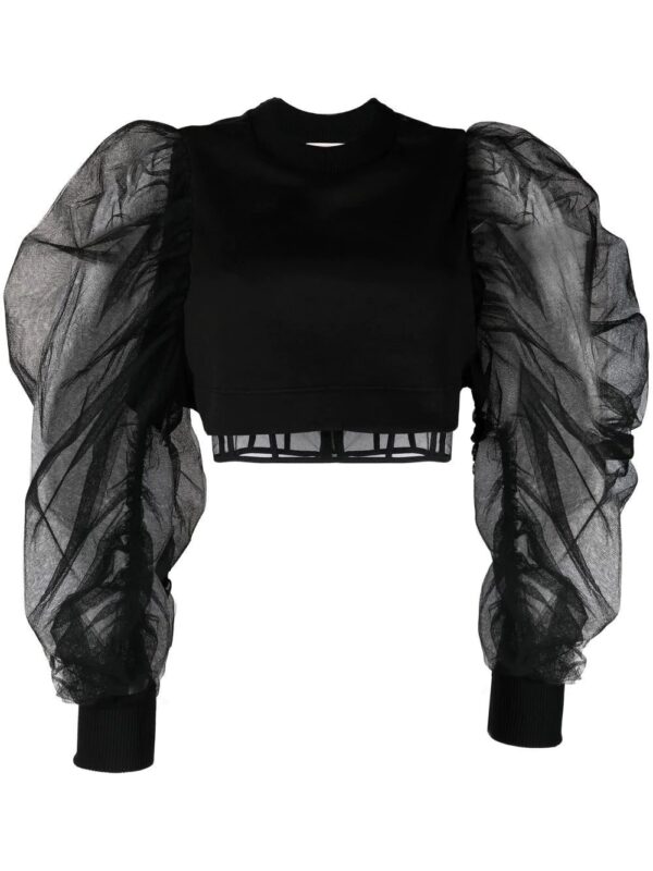 Alexander McQueen  puff-sleeve crew-neck blouse