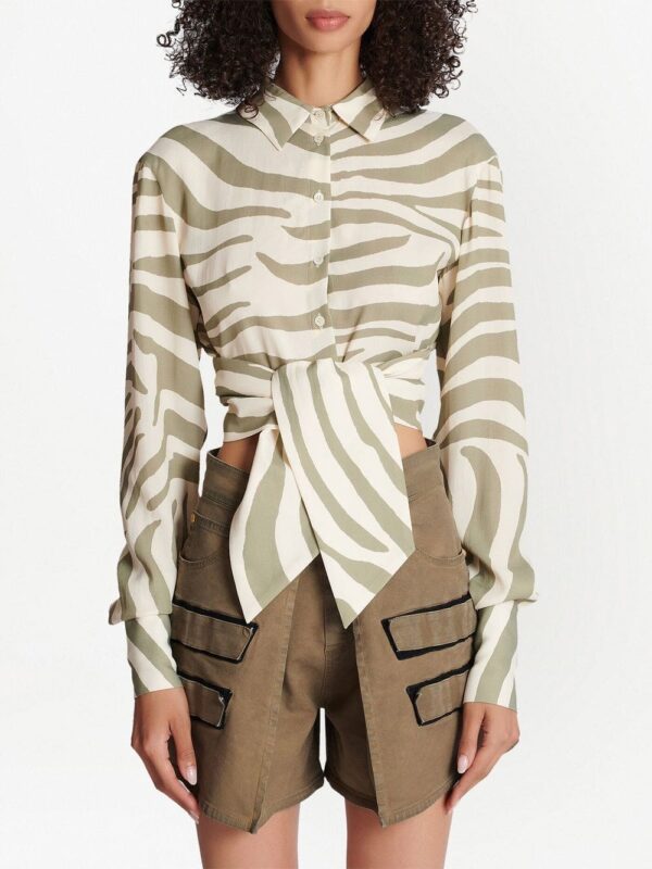 Balmain animal-print tie-waist shirt - Image 3