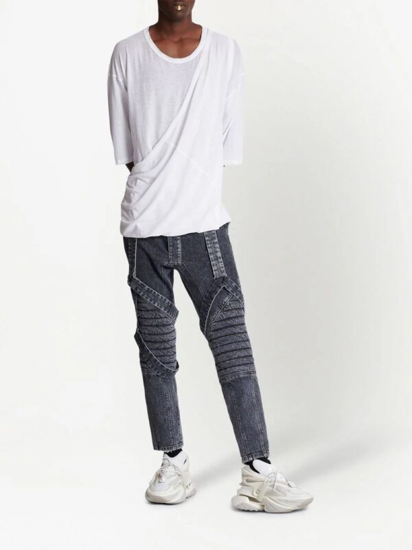 Balmain  gathered-panel detail T-shirt - Image 2